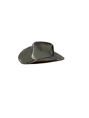 Vintage Silver Tone Cowboy Hat Button Cover Western Rodeo Shirt Accessory 2"